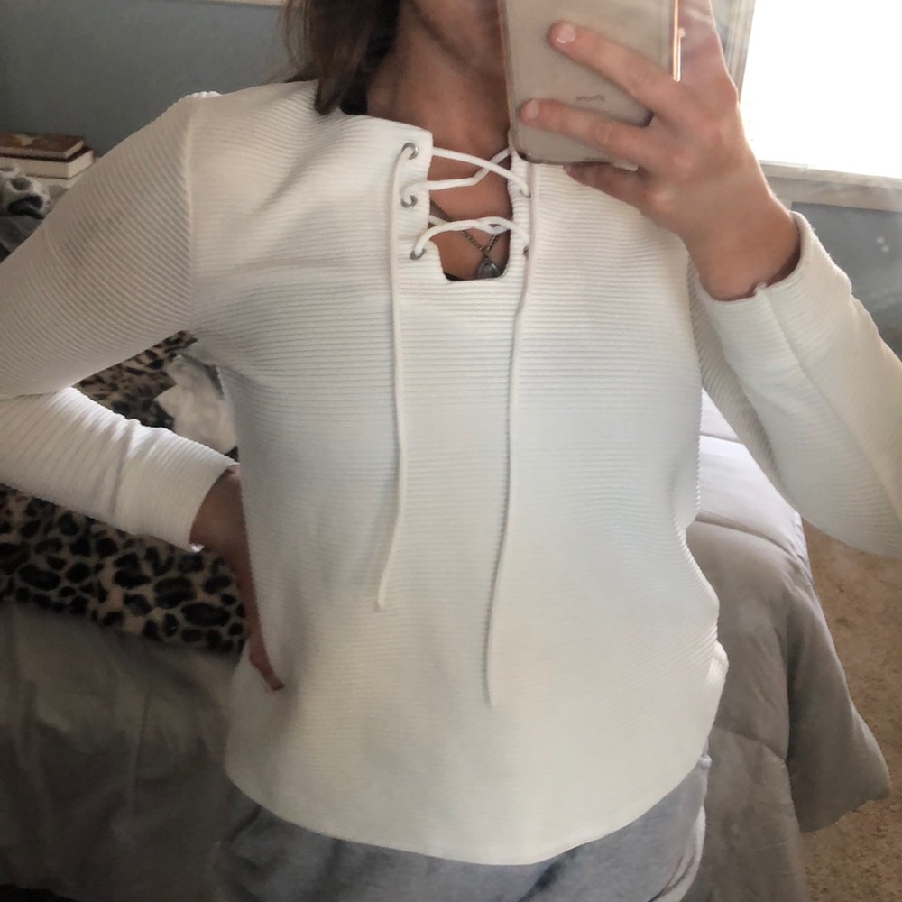 White ribbed long sleeve
